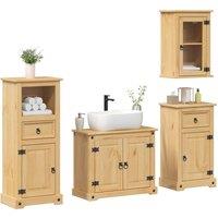 Berkfield Home 4 Piece Bathroom Furniture Set Corona Solid Wood Pine in Brown