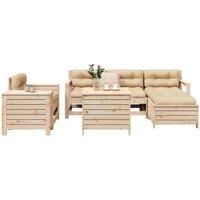 Berkfield Home 7 Piece Garden Sofa Set Solid Wood Pine in Brown