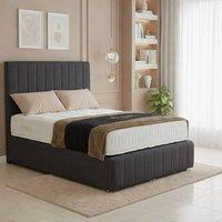 BSSPOKE Sierra Ottoman Divan Bed Plush Velvet 54 Headboard & Mattress in Grey | Size: Double