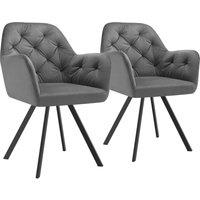 tectake Armchair Lucia Set Of 2 - Anthracite in Dark Grey | Size: 2 Pack