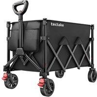 tectake Folding Trolley RollRider with Telescopic Handle & Front Swivel Wheels in Black