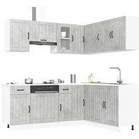 Berkfield Home 11 Piece Kitchen Cabinet Set Kalmar Concrete Grey Engineered Wood