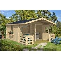Lasita Maja Ltd Luna 2-Log Cabin, Garden Room, Home Office - L403.8xW530xH245.1 cm in Light Tan