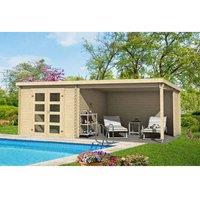 Lasita Maja Ltd Novia275 Plus Log Cabin, Garden Room, Home Office L620xW308.9xH210.9cm in Light Tan