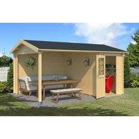 Lasita Maja Ltd Wibo 300-Log Cabin, Garden Room, Home Office - L465xW337.8xH245.1 cm in Light Tan