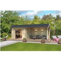 Lasita Maja Ltd New York-Log Cabin, Garden Room, Home Office - L720xW389.3xH273.6 cm in Light Brown