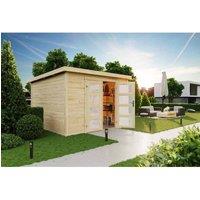 Lasita Maja Ltd Zambezi 7-Log Cabin, Garden Room, Home Office - L320xW324.8xH210.9 cm in Light Tan