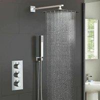 Nes Home Calla Round Concealed Thermostatic Mixer Valve Hand Held 300mm Shower Head Set in Silver