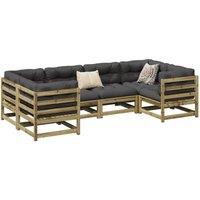 Berkfield Home 6 Piece Garden Sofa Set Impregnated WoodPine in Brown