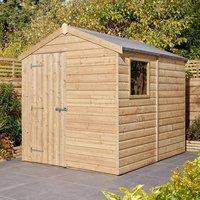 Rowlinsons 8 x 6 Feet Single Door Shiplap Apex Shed with Window - Wood in Light Tan
