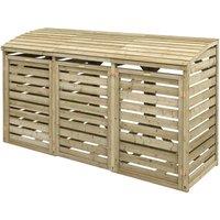 Rowlinsons Double Wheelie Bin with Single Box Store, Wood, L82 x W230.5 x H130 cm in Brown