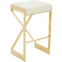 Orsina Velvet Bar Stool, Gold Finish Frame Bar Chair with Footrest, Modern Design Home Stool for Living Area in White