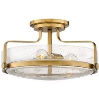 Netlighting Harper 3 Light Bowl Semi Flush Ceiling Light Heritage Brass in Yellow