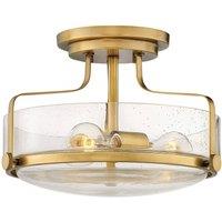 Netlighting Harper 3 Light Bowl Semi Flush Ceiling Light Heritage Brass in Yellow