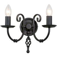 Netlighting Artisan 2 Light Indoor Candle Wall Light Black E14