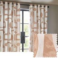HOEM Carro Abstract Geometric Room Darkening Eyelet Curtains in Light Pink | Size: 229 cm width x 137 cm drop