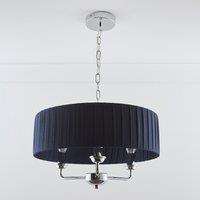 K LIVING Giulia 3 Light Chrome Chandelier & Navy Shade