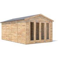 Dunster House Summerhouse 3m x 4.8m (10' x 16') Apex Roof, RagePanda Modular in Brown