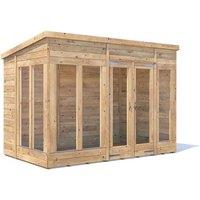 Dunster House Summerhouse 3m x 1.8m (10' x 6') Pent Roof, RagePanda Modular in Brown