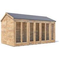 Dunster House Summerhouse 4m x 2.4m (14' x 8') Reverse Apex, RagePanda Modular in Brown