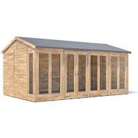 Dunster House Summerhouse 4.8m x 3m (16' x 10') Reverse Apex, RagePanda Modular in Brown