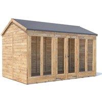 Dunster House Summerhouse 3.6m x 2.4m (12' x 8') Reverse Apex, RagePanda Modular in Tan
