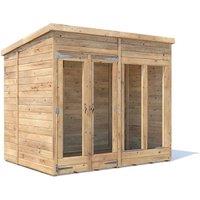 Dunster House Summerhouse 2.4m x 1.8m (8' x 6') Pent Roof, RagePanda Modular in Brown