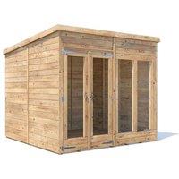 Dunster House Summerhouse 2.4m x 2.4m (8' x 8') Pent Roof, RagePanda Modular in Brown