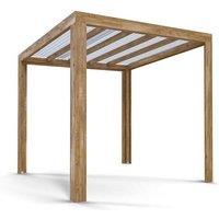 Dunster House Pergola with Roof 2.5m x 2.5m Pressure Treated, Terracube in Brown