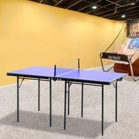 HOMCOM 5ft Folding Mini Table Tennis Top Ping Pong Set Professional Net Games for Play in Blue