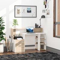 HOMCOM Multi-Storage & Workstation Desk Table Storage Shelves Home Office in Brown