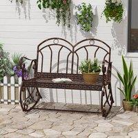 OUTSUNNY Rocking Chair Swing Bench Loveseat Metal Bronze Garden Outdoor