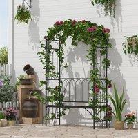 OUTSUNNY Garden Arbour Bench Plant Climbing Support Trellis in Black