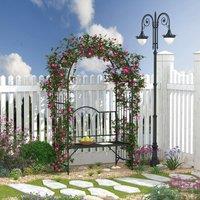 OUTSUNNY Garden Arch Bench Outdoor Patio Trellis Arbor for Climbing Plant in Black