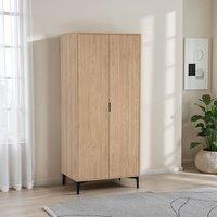 Seconique Miami 2 Door Wardrobe - Oak Effect / Black in Light Oak