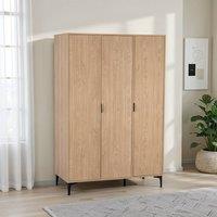 Seconique Miami 3 Door Wardrobe - Oak Effect / Black in Light Oak