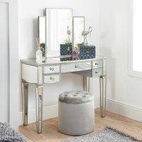 Birlea Elysee 5 Drawer Dressing Table Mirrored in Silver