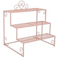 Melody Maison Pink Metal Three Tier Plant Theatre Stand in Bright Pink