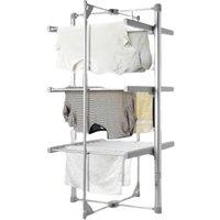 BARGAINS-GALORE 3 Tier Electric Clothes Airer Deluxe Folding Heated Dry 220w 24 Rails in Silver