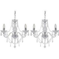 First Choice Lighting Set of 2 Clear & Chrome Marie Therese Style 3 x 40W Chandelier