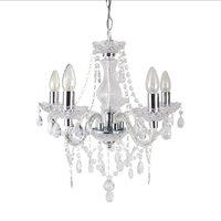 First Choice Lighting Clear & Chrome Marie Therese Style 5 x 40W Chandelier
