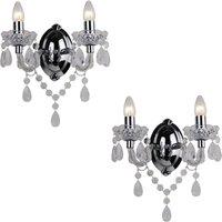 First Choice Lighting Set of 2 Clear & Chrome Marie Therese Style 2 x 40W Wall Light