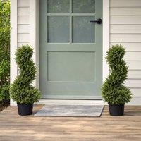 Voltico Set of 2 Artificial Spiral Pine Trees 66cm in Green