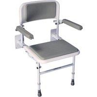 Loops Deluxe Wall Mounted Padded Shower Seat with Arms Fold Away Rust free Aluminium