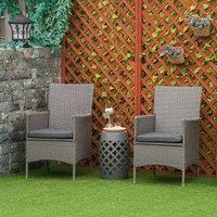 OUTSUNNY 2PC Outdoor Rattan Armchair Wicker Dining Chair Set for Garden in Grey | Size: 2 Pack