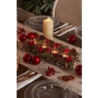 Dibor Set of 2 Christmas Roses Four Tealight Table Decoration Centrepiece Christmas Dcor Candle Holders 40cm in Red | Size: 2 Pack