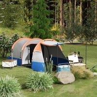 OUTSUNNY 2-3 Man Camping Tent, Family Tent with Bedroom, Living Room, Porch in Orange