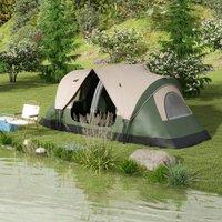 OUTSUNNY 2 Room Camping Tent with Waterproof Rainfly & Screen Panels in Green
