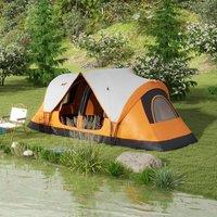 OUTSUNNY 2 Room Camping Tent with Waterproof Rainfly & Screen Panels in Orange