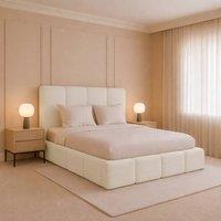 Desire Deco Monaco Plush Velvet Upholstered Bed Frame - Double, King & Super King in Cream | Size: Double